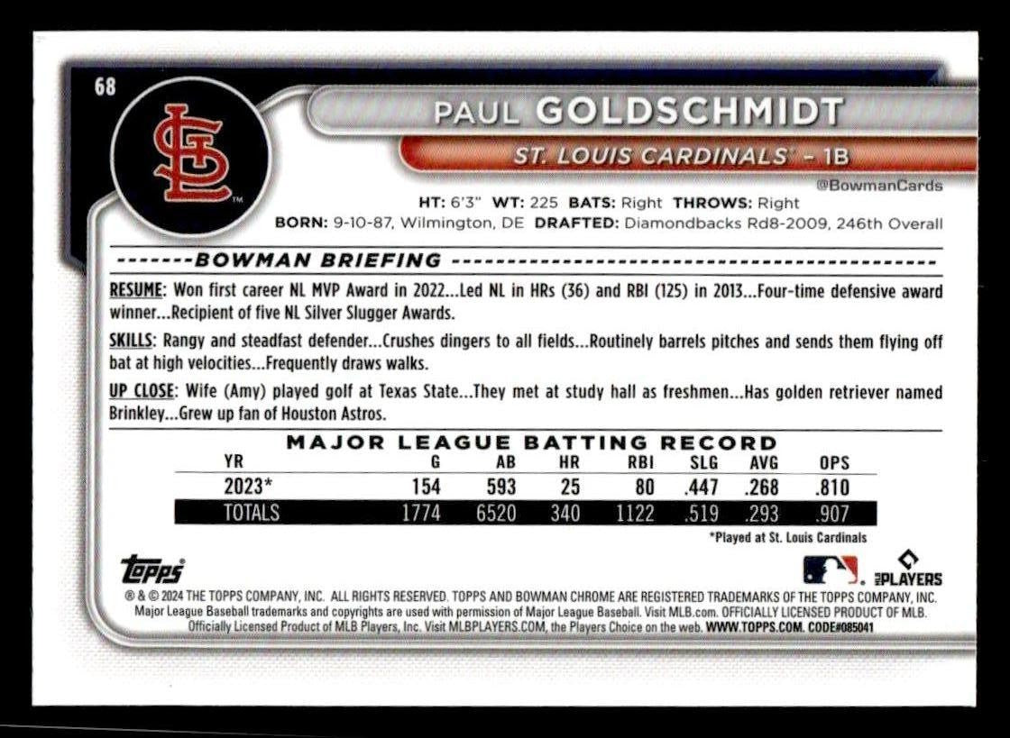 2024 Bowman Chrome #68 Paul Goldschmidt